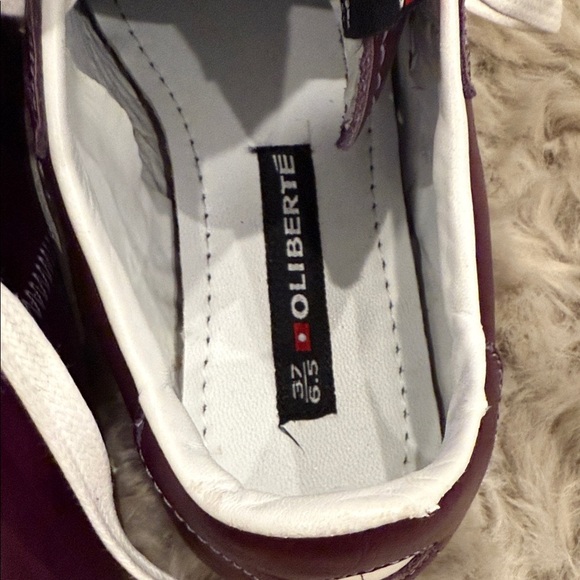 Purple eggplant Leather Sneakers with White Laces 37 size 6.5 - Picture 5 of 6